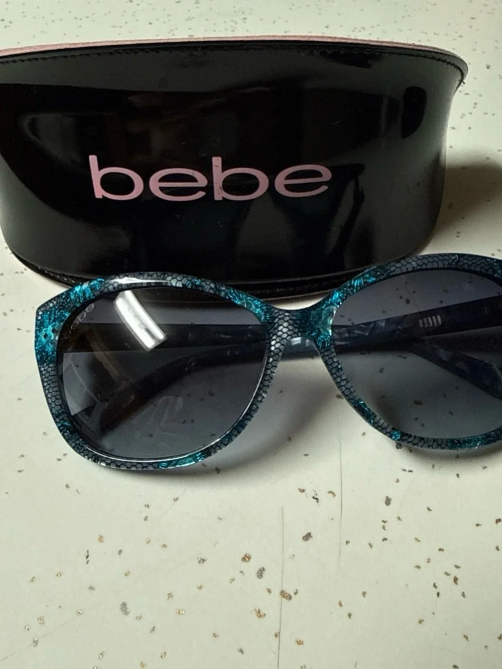 bebe Teal Snake-Print Women's Sunglasses with Black Gradient Lenses